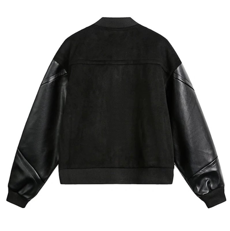 画像2: Leather-Sleeve Basic Stadium Jacket　ユニセックス男女兼用レザースリーブベーシックスタジャンスタジアムジャケット (2)