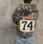 画像3: Camo American Flag (Stars and Stripes) & Numbering Zip-Up Hoodie　ユニセックス男女兼用迷彩カモフラージュ星条旗＆ナンバリングジップアップフーディ パーカート (3)