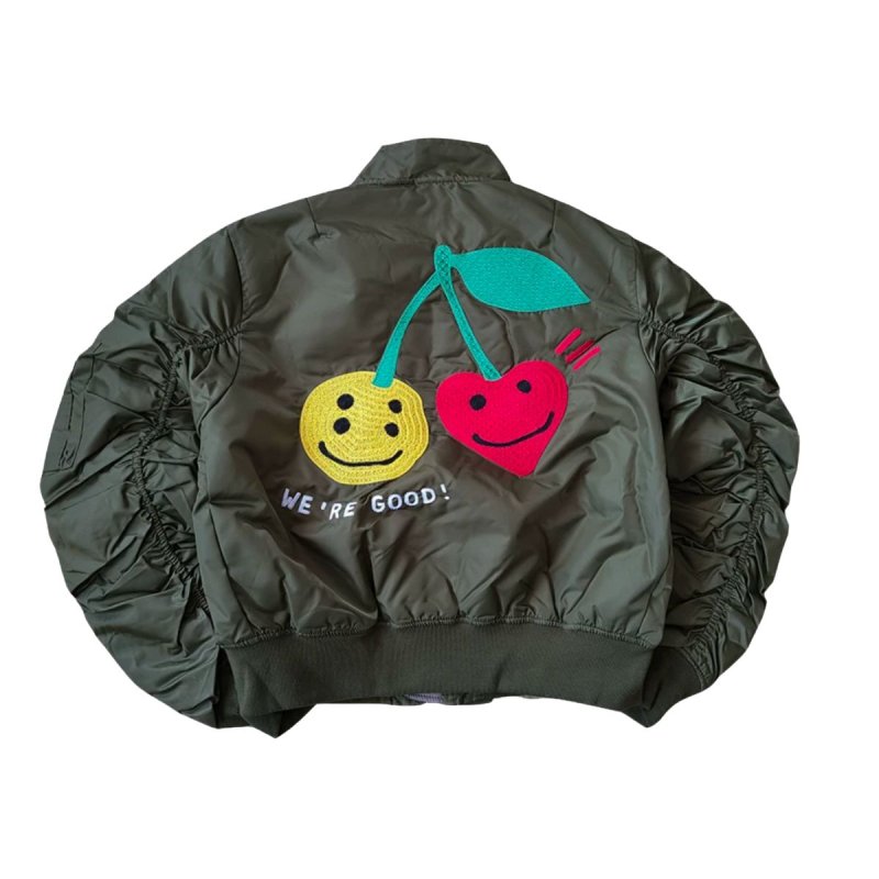 画像1: Smiling face love MA1 joint tooling baseball uniform jacket men and women jacket blouson CPFM.XYZ WE'RE GOOD! ユニセックス 男女兼用  スマイリーラブジャケット スタジアムジャンパー スタジャン MA-1 ボンバー ジャケット ブルゾン (1)