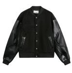 画像1: Leather-Sleeve Basic Stadium Jacket　ユニセックス男女兼用レザースリーブベーシックスタジャンスタジアムジャケット (1)