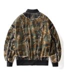 画像2: Retro Varsity Jacket with Camo Paneling and Fringe Jacket　ユニセックス男女兼用レトロ 迷彩切り替えフリンジスタジャンジャケットスタジアムジャケット (2)