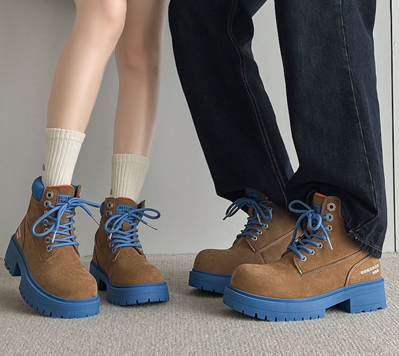 画像3: Blue Foot Platform Lace-Up Work Boots　ユニセックス 男女兼用ブルーフット 厚底プラットフォームレースアップレザーハイカットワークブーツスニーカー (3)