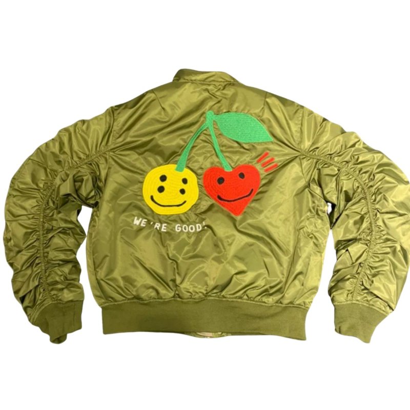 画像2: Smiling face love MA1 joint tooling baseball uniform jacket men and women jacket blouson CPFM.XYZ WE'RE GOOD! ユニセックス 男女兼用  スマイリーラブジャケット スタジアムジャンパー スタジャン MA-1 ボンバー ジャケット ブルゾン (2)