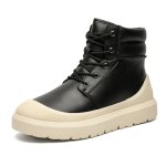画像1: Platform lace-up leather high-top boot sneakers ユニセックス 男女兼用 厚底プラットフォームレースアップレザーハイカットブーツスニーカー (1)
