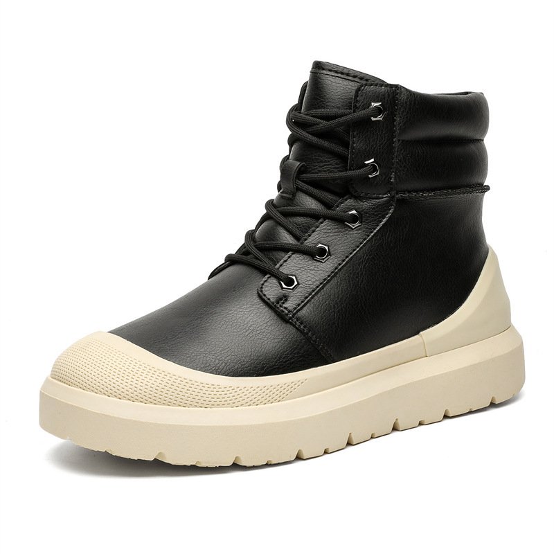 画像1: Platform lace-up leather high-top boot sneakers ユニセックス 男女兼用 厚底プラットフォームレースアップレザーハイカットブーツスニーカー (1)