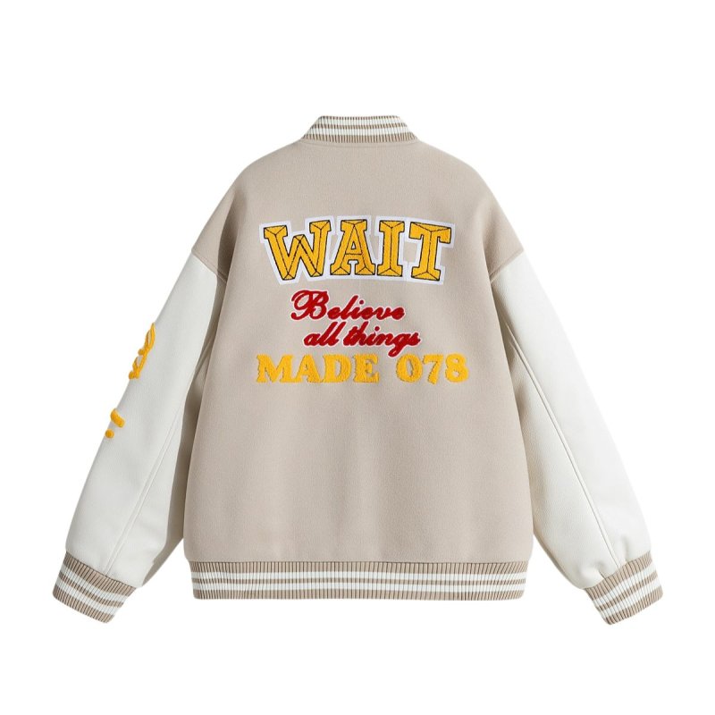 画像3: WAIT Embroidered Emblem Stadium Jacket　ユニセックス男女兼用WAIT刺繍エンブレムスタジアムジャケットスタジアムジャケットスタジャン (3)