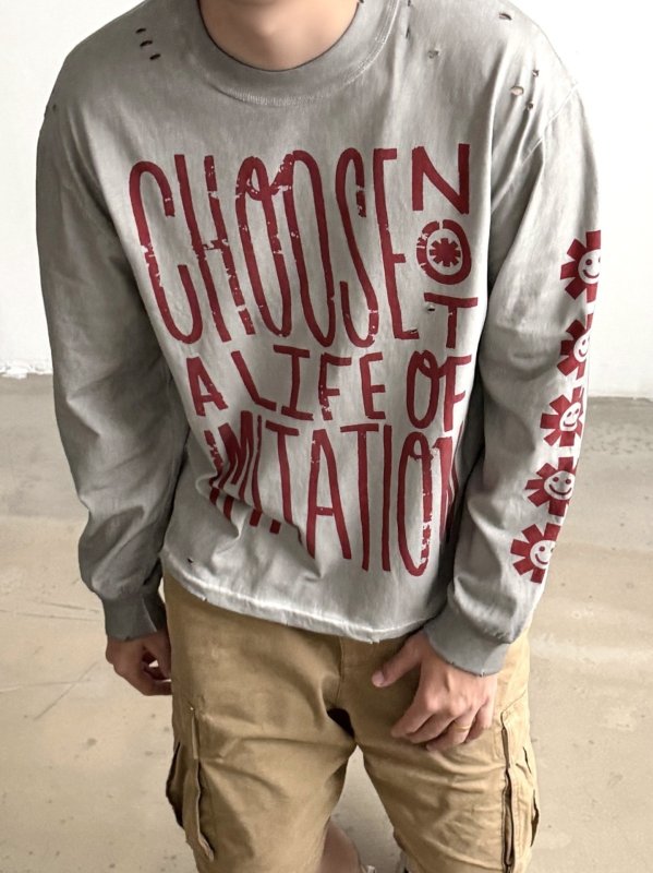 画像3: Unisex Saint Red Hot Chili Peppers Distressed Long-Sleeve T-Shirt　男女兼用 Saint Red Hot Chili Peppersダメージ長袖Tシャツ (3)