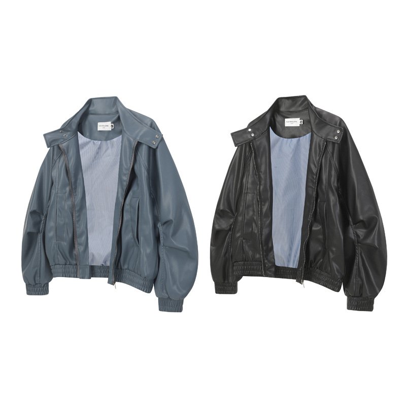 画像5: Basic Leather Blouson Jacket　メンズユニセックス男女兼用ベーシックレザージャケットブルゾン (5)