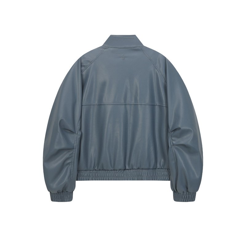 画像3: Basic Leather Blouson Jacket　メンズユニセックス男女兼用ベーシックレザージャケットブルゾン (3)