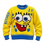 画像1: SpongeBob Big Face casual crew neck sweater KIYMEE ユニセックス 男女兼用 スポンジボブ ビッグフェイス プリントカジュアル クルーネック セーター (1)