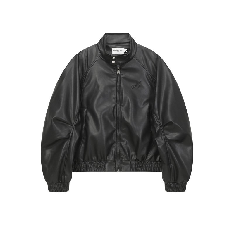 画像2: Basic Leather Blouson Jacket　メンズユニセックス男女兼用ベーシックレザージャケットブルゾン (2)