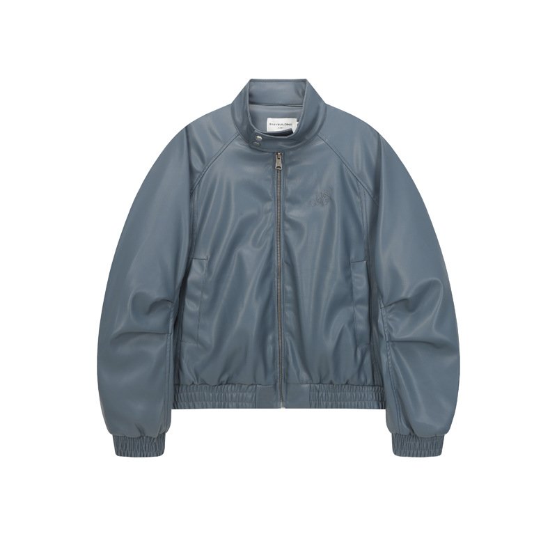 画像1: Basic Leather Blouson Jacket　メンズユニセックス男女兼用ベーシックレザージャケットブルゾン (1)