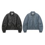 画像4: Basic Leather Blouson Jacket　メンズユニセックス男女兼用ベーシックレザージャケットブルゾン (4)