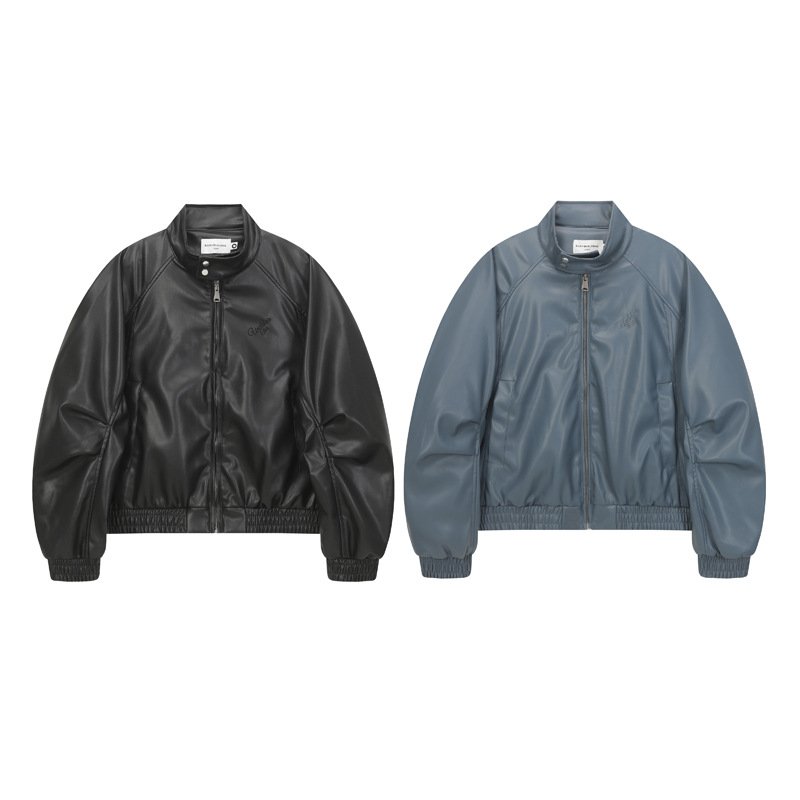 画像4: Basic Leather Blouson Jacket　メンズユニセックス男女兼用ベーシックレザージャケットブルゾン (4)