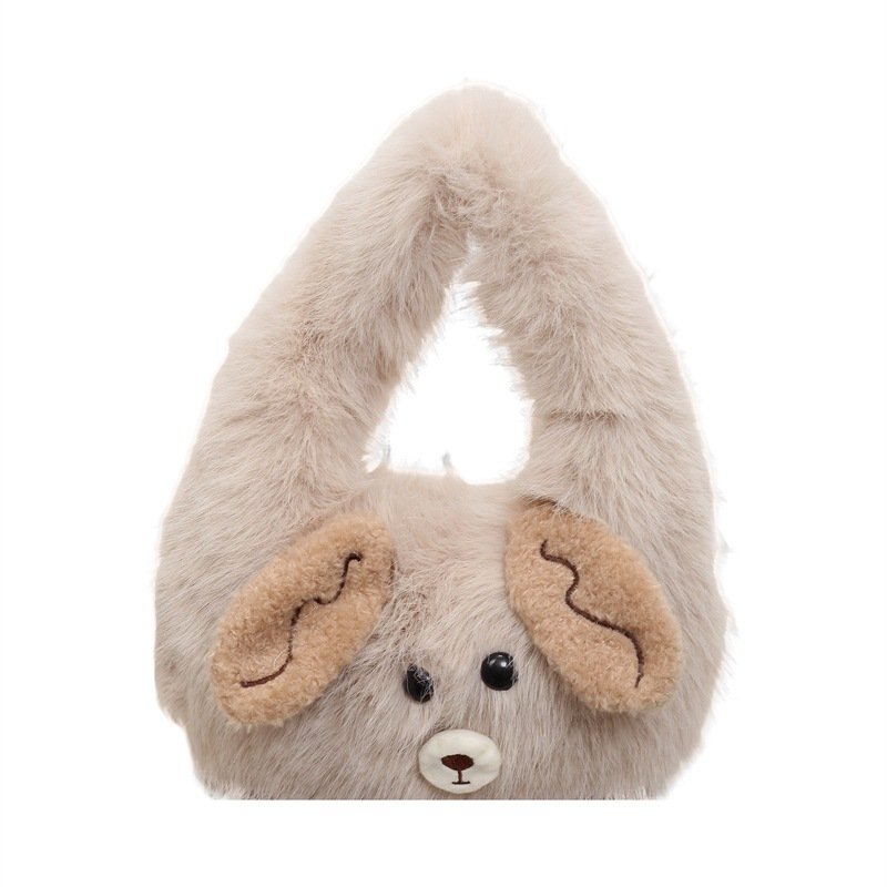 画像2: Fluffy Faux-Fur Puppy-Motif Bag　 フワフワファーパピーモチーフハンドバッグ (2)