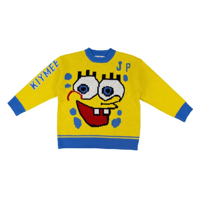 画像3: SpongeBob Big Face casual crew neck sweater KIYMEE ユニセックス 男女兼用 スポンジボブ ビッグフェイス プリントカジュアル クルーネック セーター (3)