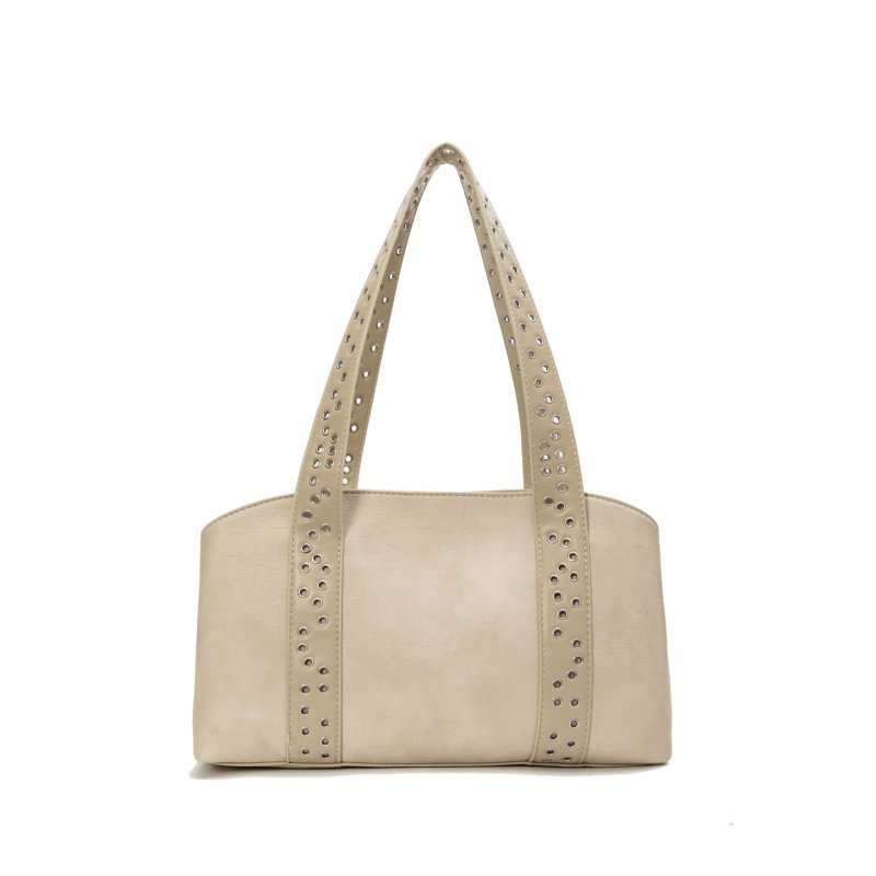 画像2: Studded leather tote shoulder bag スタッズ付きトートショルダーレザーバッグ (2)