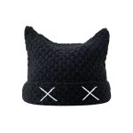 画像1: XX Crochet Meow Beanie 猫耳 ミャオン ニット帽 帽子 NY y2k ネコミミ ビーニー  クロシェット (1)