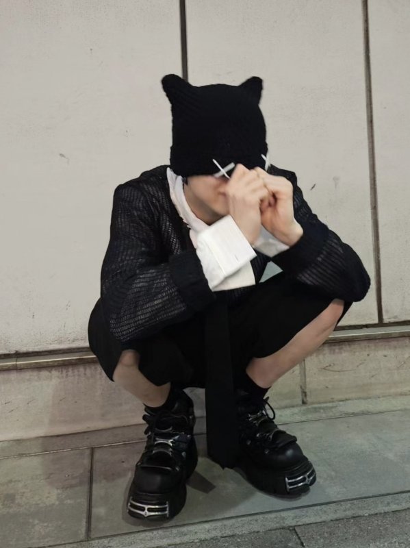 画像2: XX Crochet Meow Beanie 猫耳 ミャオン ニット帽 帽子 NY y2k ネコミミ ビーニー  クロシェット (2)