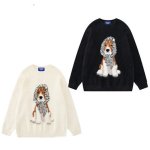 画像4: Scarf-detail braided mohair crew-neck knit sweater Knit　ユニセックス 男女兼用スカーフドッグ編み込み モヘア丸首セーター　ニット (4)
