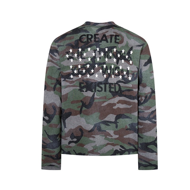 画像3: Unisex Camouflage Cross-print crew-neck long-sleeve T-shirt　男女兼用 迷彩カモフラージュ 十字架プリント クルーネック長袖Tシャツ (3)