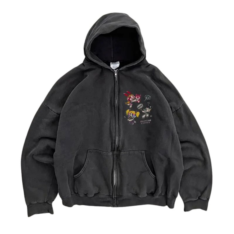 画像1: Puff Powerful Girls Zip-Up Hoodie Sweat  ユニセックス男女兼用 パフパワフルガールズジップアップフーディ スウェット  パーカー  (1)