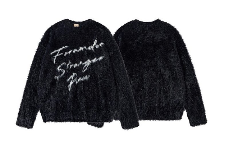 画像4:  Logo Mohair Crewneck Sweater Knit　ユニセックス 男女兼用 ロゴモヘア丸首セーター　ニット (4)