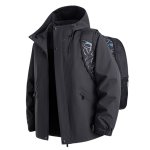 画像2: Thick fleece-lined windproof hooded outdoor jacket—suitable for sports and casual wear.Jacket　ユニセックス男女兼用メンズベーシック裏起毛厚手 アウトドア 防寒ジャケット スポーツカジュアル 防風 フード付きコートアウター (2)