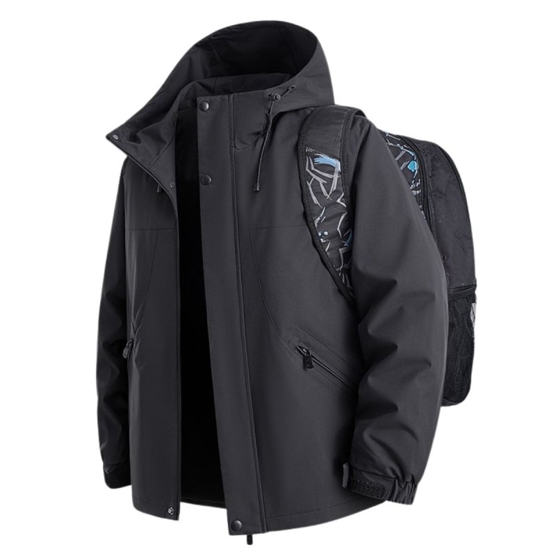 画像2: Thick fleece-lined windproof hooded outdoor jacket—suitable for sports and casual wear.Jacket　ユニセックス男女兼用メンズベーシック裏起毛厚手 アウトドア 防寒ジャケット スポーツカジュアル 防風 フード付きコートアウター (2)