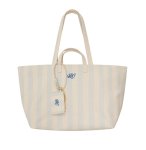 画像1: NANS Heavyweight Striped Canvas Large-Capacity Tote/Shoulder Bag with Dual Handles　NANS ヘビーウェイトストライプキャンバス ラージキャパシティートートショルダーダブルハンドルバッグ (1)