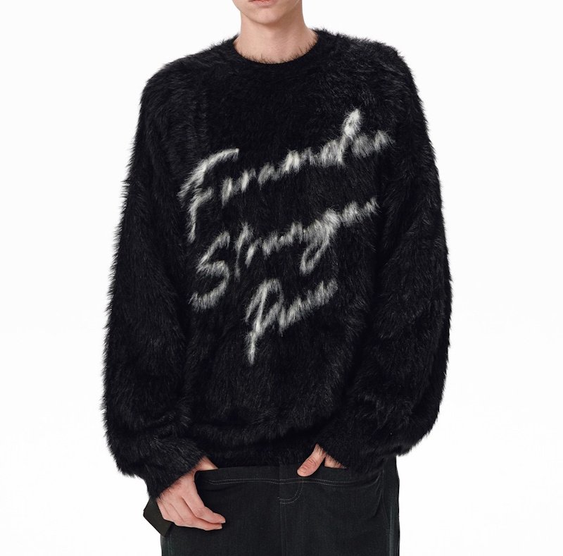 画像3:  Logo Mohair Crewneck Sweater Knit　ユニセックス 男女兼用 ロゴモヘア丸首セーター　ニット (3)