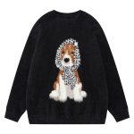 画像3: Scarf-detail braided mohair crew-neck knit sweater Knit　ユニセックス 男女兼用スカーフドッグ編み込み モヘア丸首セーター　ニット (3)