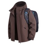 画像4: Thick fleece-lined windproof hooded outdoor jacket—suitable for sports and casual wear.Jacket　ユニセックス男女兼用メンズベーシック裏起毛厚手 アウトドア 防寒ジャケット スポーツカジュアル 防風 フード付きコートアウター (4)