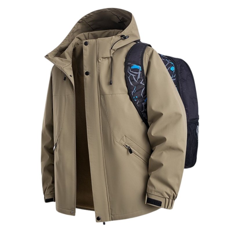 画像3: Thick fleece-lined windproof hooded outdoor jacket—suitable for sports and casual wear.Jacket　ユニセックス男女兼用メンズベーシック裏起毛厚手 アウトドア 防寒ジャケット スポーツカジュアル 防風 フード付きコートアウター (3)
