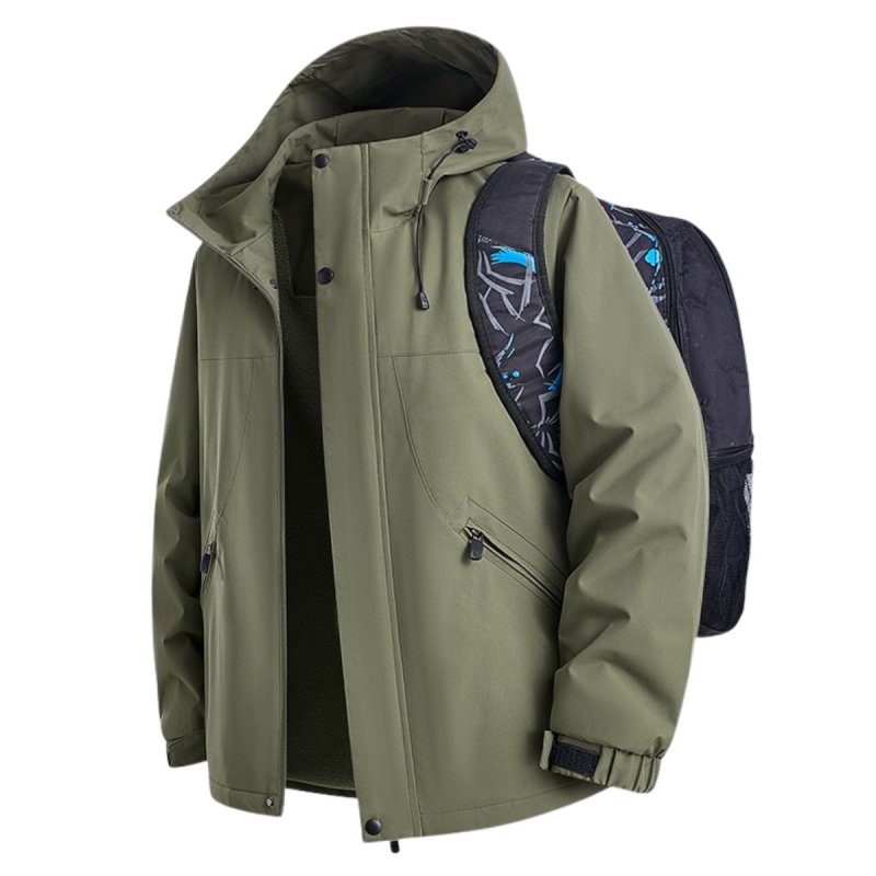 画像1: Thick fleece-lined windproof hooded outdoor jacket—suitable for sports and casual wear.Jacket　ユニセックス男女兼用メンズベーシック裏起毛厚手 アウトドア 防寒ジャケット スポーツカジュアル 防風 フード付きコートアウター (1)