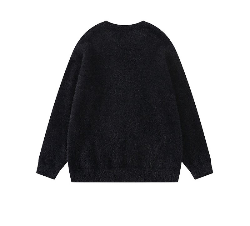 画像5: Scarf-detail braided mohair crew-neck knit sweater Knit　ユニセックス 男女兼用スカーフドッグ編み込み モヘア丸首セーター　ニット (5)