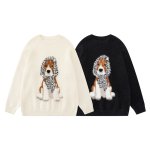 画像1: Scarf-detail braided mohair crew-neck knit sweater Knit　ユニセックス 男女兼用スカーフドッグ編み込み モヘア丸首セーター　ニット (1)