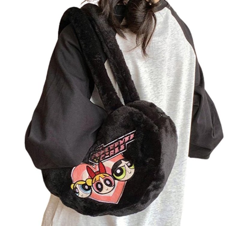 画像3: Puff Powerful Girls Heart-Shaped Fluffy Faux-Fur Tote & Shoulder Bag　パフパワフルガールズ ハート型モコモコファートートショルダーバッグ (3)