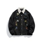 画像2: Flower denim Jeans jacket blouson フラワー 花柄 プリント デニムジャケット Gジャン ブルゾン (2)