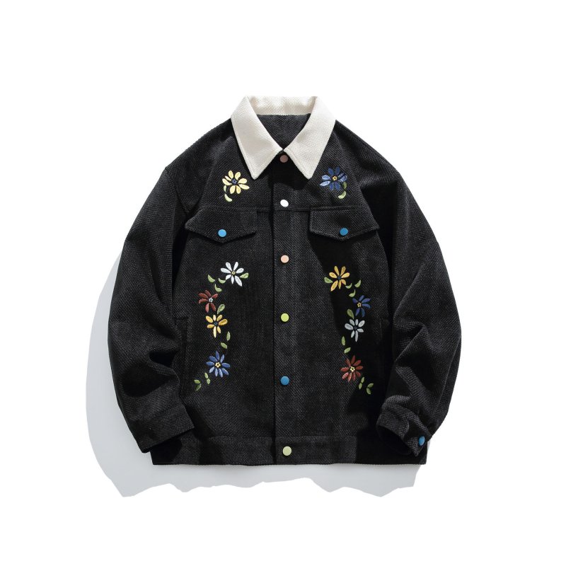 画像2: Flower denim Jeans jacket blouson フラワー 花柄 プリント デニムジャケット Gジャン ブルゾン (2)