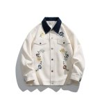 画像3: Flower denim Jeans jacket blouson フラワー 花柄 プリント デニムジャケット Gジャン ブルゾン (3)