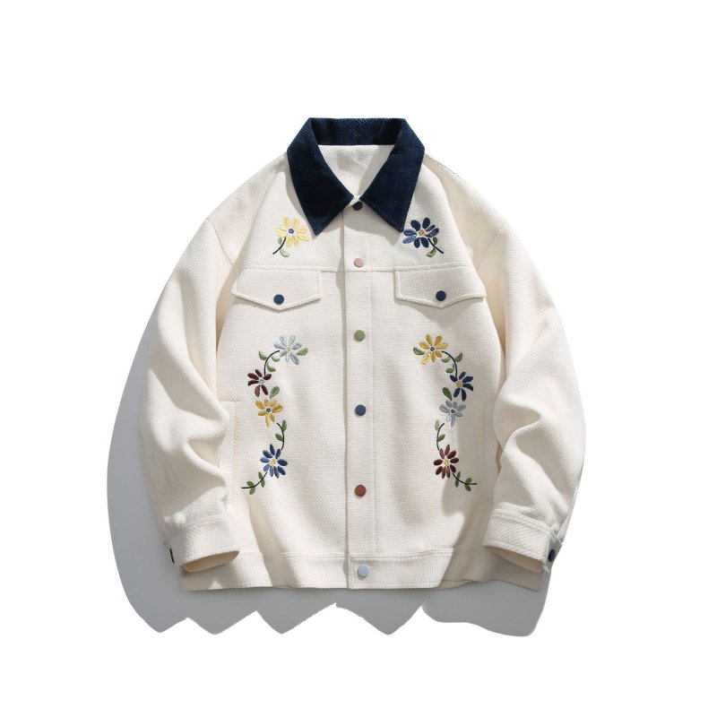 画像3: Flower denim Jeans jacket blouson フラワー 花柄 プリント デニムジャケット Gジャン ブルゾン (3)
