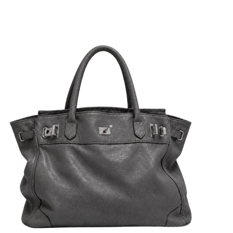 画像6: Leather & Denim Black Large-Capacity Tote/Shoulder Bag レザー＆デニムBKラージキャパシティートートショルダーバッグ (6)