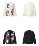 画像4: Cat-jacquard crew-neck cardigan Knit　ユニセックス 男女兼用猫キャットジャカード柄丸首カーディガンセーター　ニット (4)