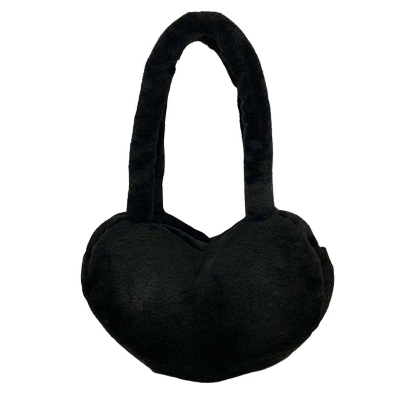 画像2: Puff Powerful Girls Heart-Shaped Fluffy Faux-Fur Tote & Shoulder Bag　パフパワフルガールズ ハート型モコモコファートートショルダーバッグ (2)