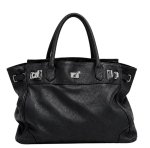 画像1: Leather & Denim Black Large-Capacity Tote/Shoulder Bag レザー＆デニムBKラージキャパシティートートショルダーバッグ (1)