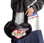 画像4: Puff Powerful Girls Heart-Shaped Fluffy Faux-Fur Tote & Shoulder Bag　パフパワフルガールズ ハート型モコモコファートートショルダーバッグ (4)