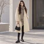 画像3: Padded down quilted long coat 中綿 ダウン キルティング ロングコートジャケット  (3)