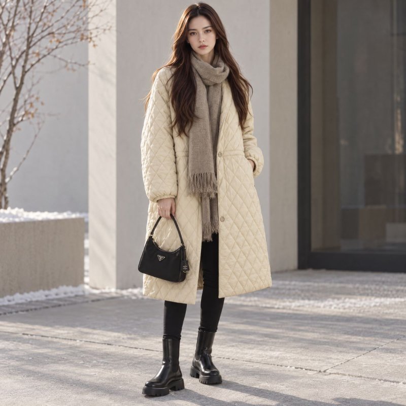 画像3: Padded down quilted long coat 中綿 ダウン キルティング ロングコートジャケット  (3)