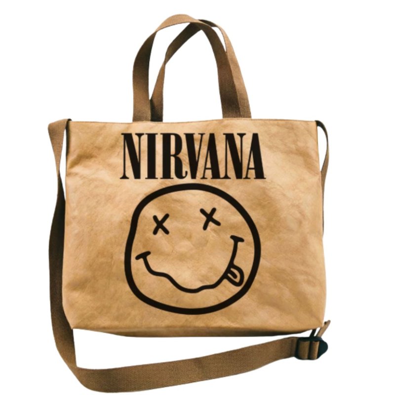 画像1: Nirvana Leather-Coated Kraft Paper Tote Shoulder Bag　ニルヴァーナレザーコーティングクラフト紙 トートショルダーバッグ (1)